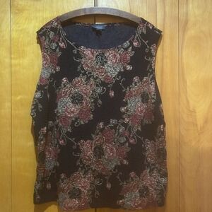 Vtg Dressbarn Top Size 22 24 Black Floral Textured Gold  Fairy Grunge Whimsigoth